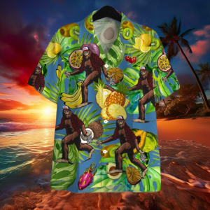 Bigfoot Camping Hawaiian Shirt