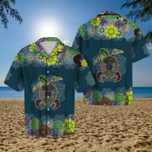 Blue Mandala Sea Turtle Hawaiian Shirt