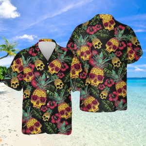 Pineapple Skull Black Hawaiian Shirt